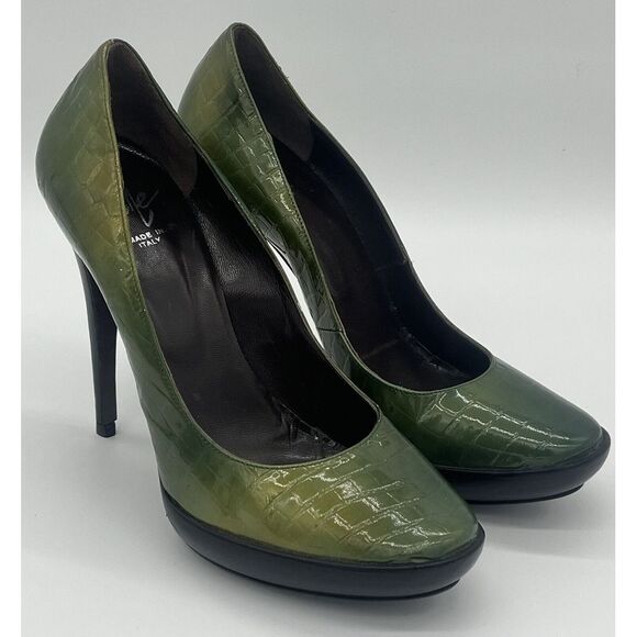Icone Made in‎ Italy Green Animal Skin Print  Platform Heels Size 40 - Picture 3 of 4